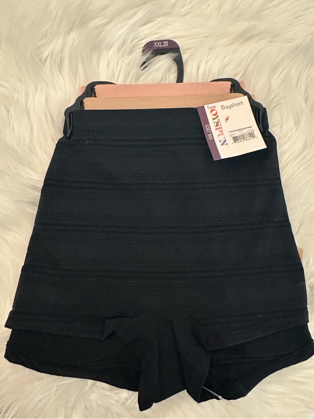 NWTS Women’s Black/Beige Boyshorts Panties by Joyspun - XXL/20, 3-Pack